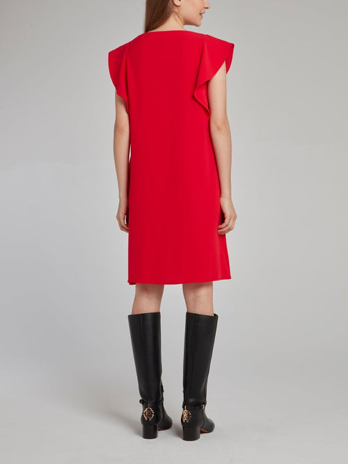 Red Butterfly Sleeve Dress