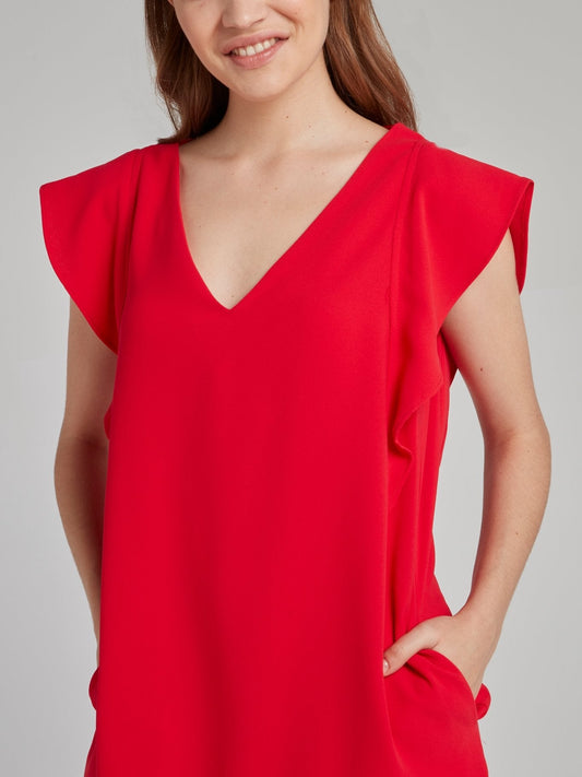 Red Butterfly Sleeve Dress