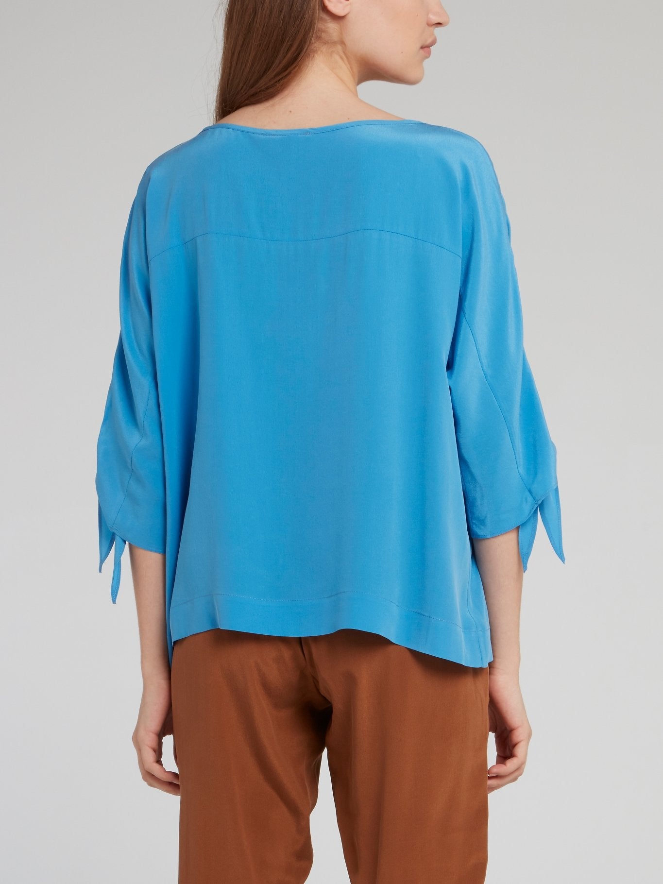 Blue Tie Sleeve Top