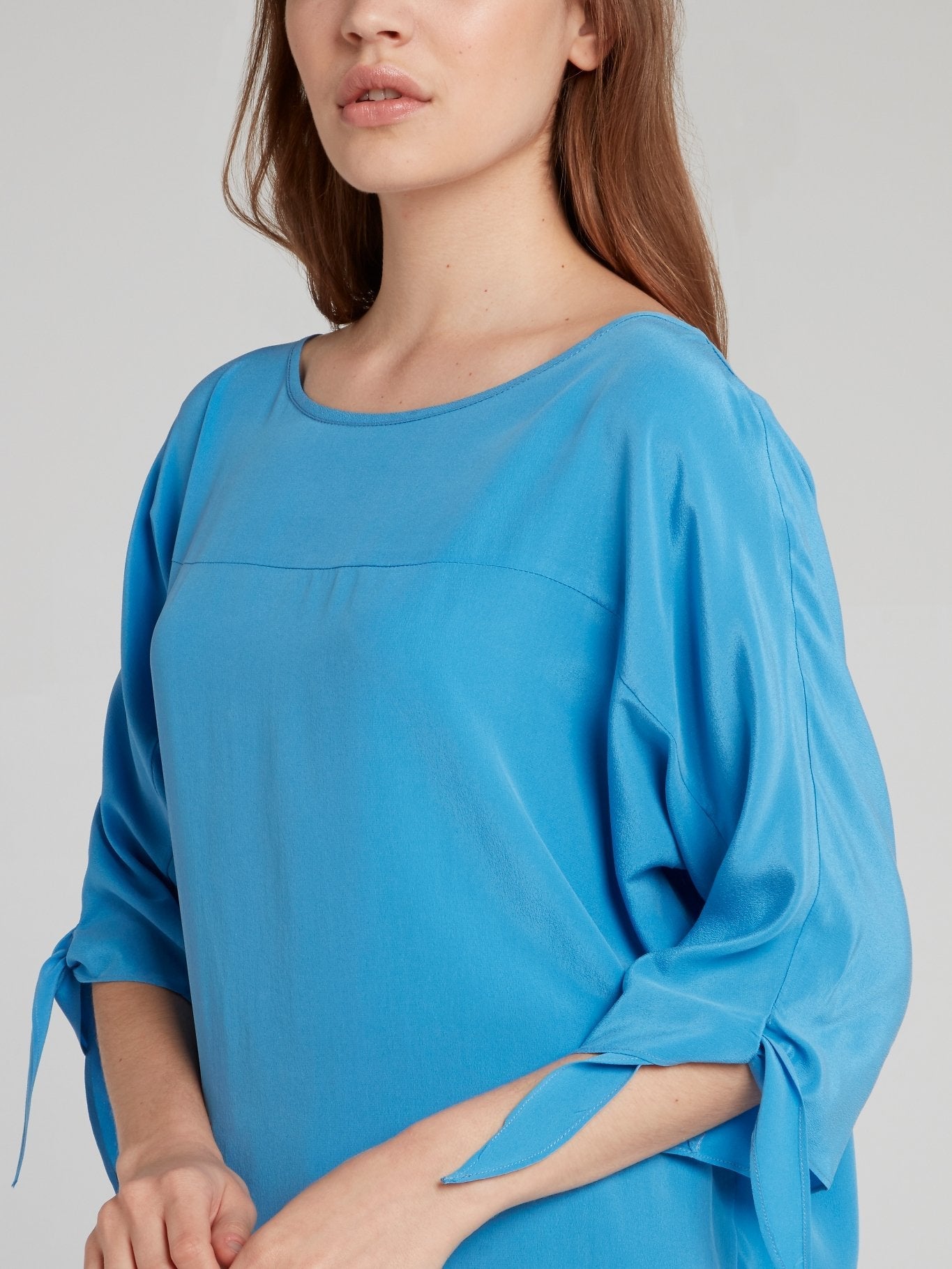 Blue Tie Sleeve Top