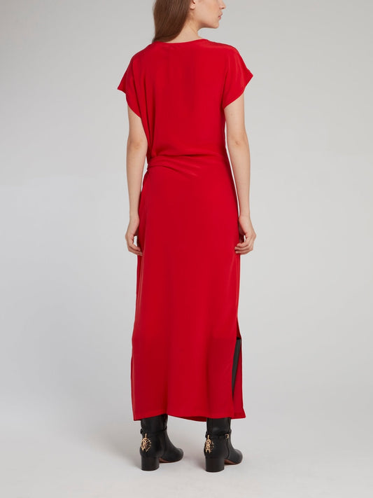 Ruby Draped Silk Dress