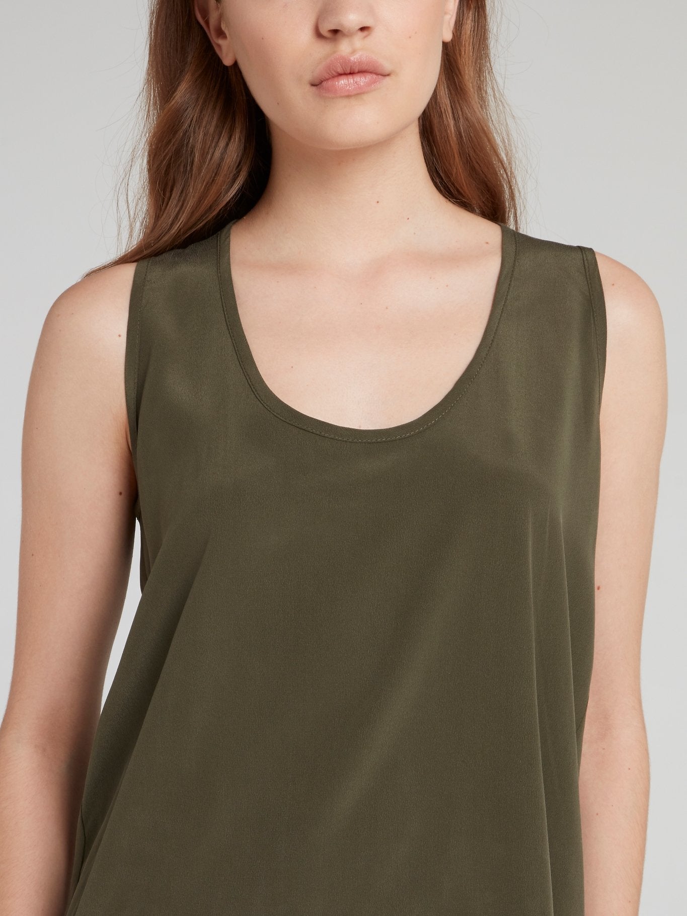 Olive Silk Tank Top