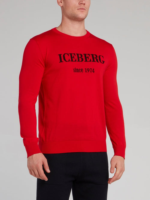 Red Classic Logo Knitted Sweatshirt