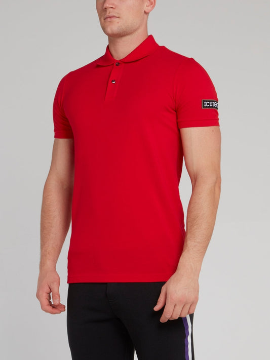 Red Logo Appliquéd Polo Shirt