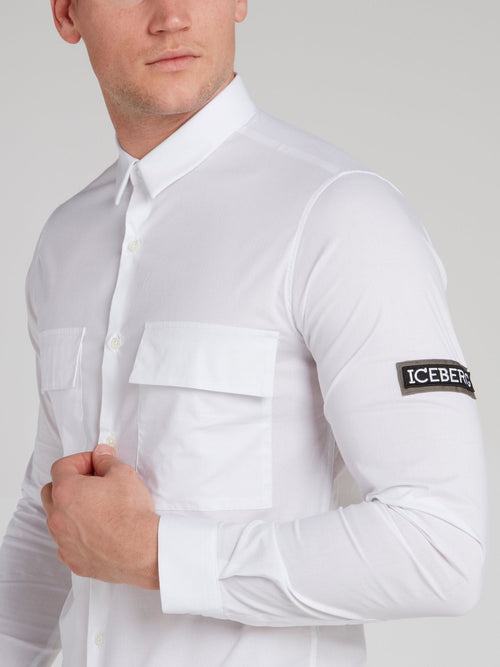 White Rear Logo Cargo Shirt