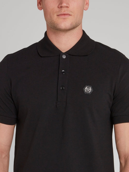 Black Rear Skull Printed Polo Shirt