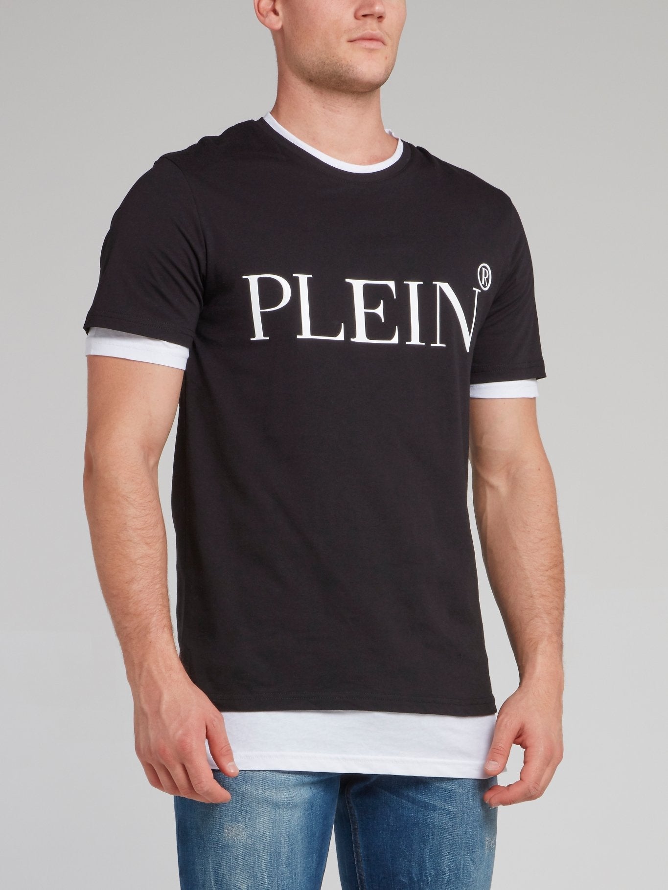 Black Logo Print Overlay T-Shirt