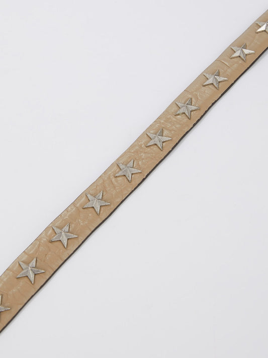 Star Embellished Crocodile Effect Belt