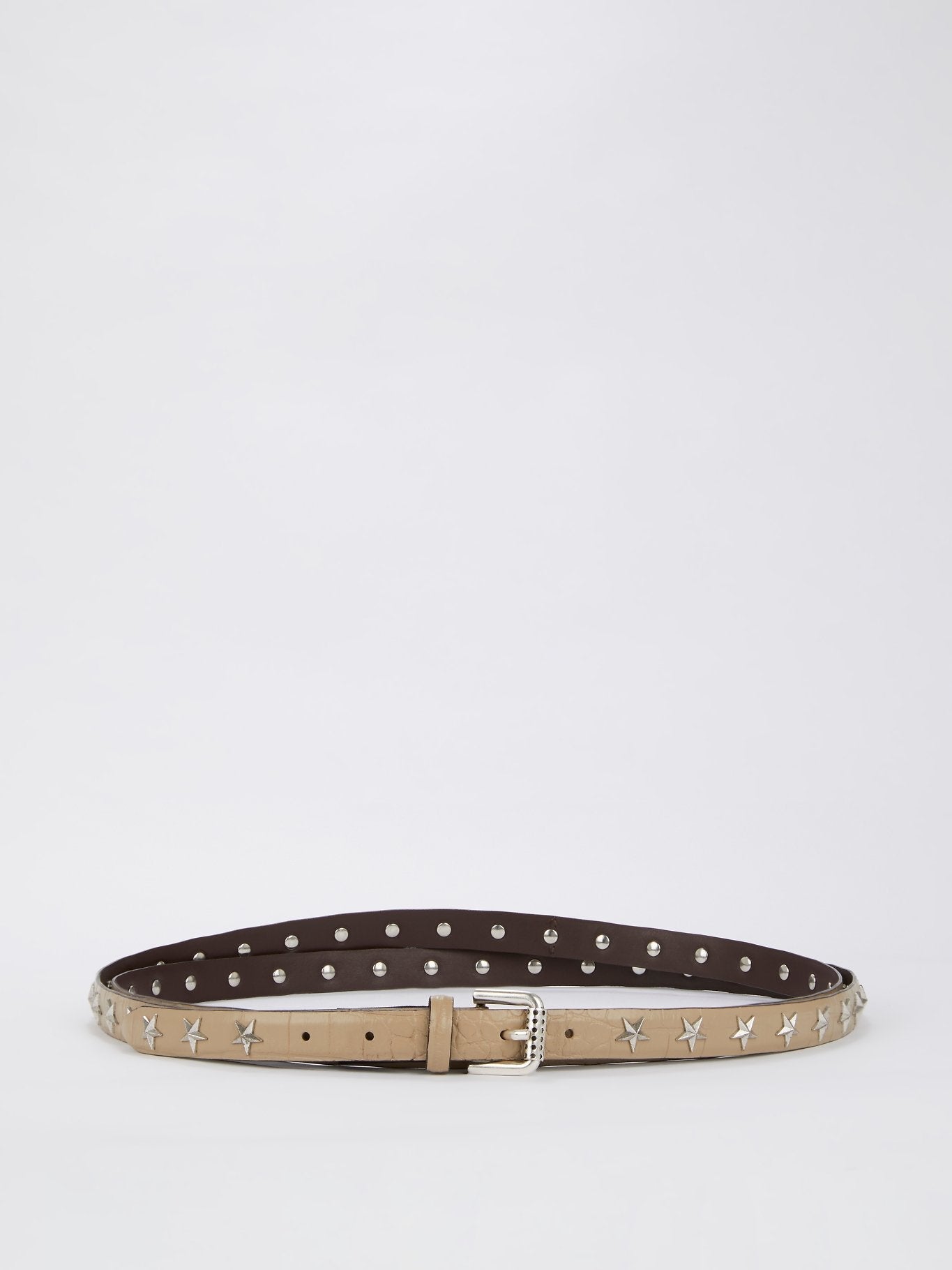 Star Embellished Crocodile Effect Belt