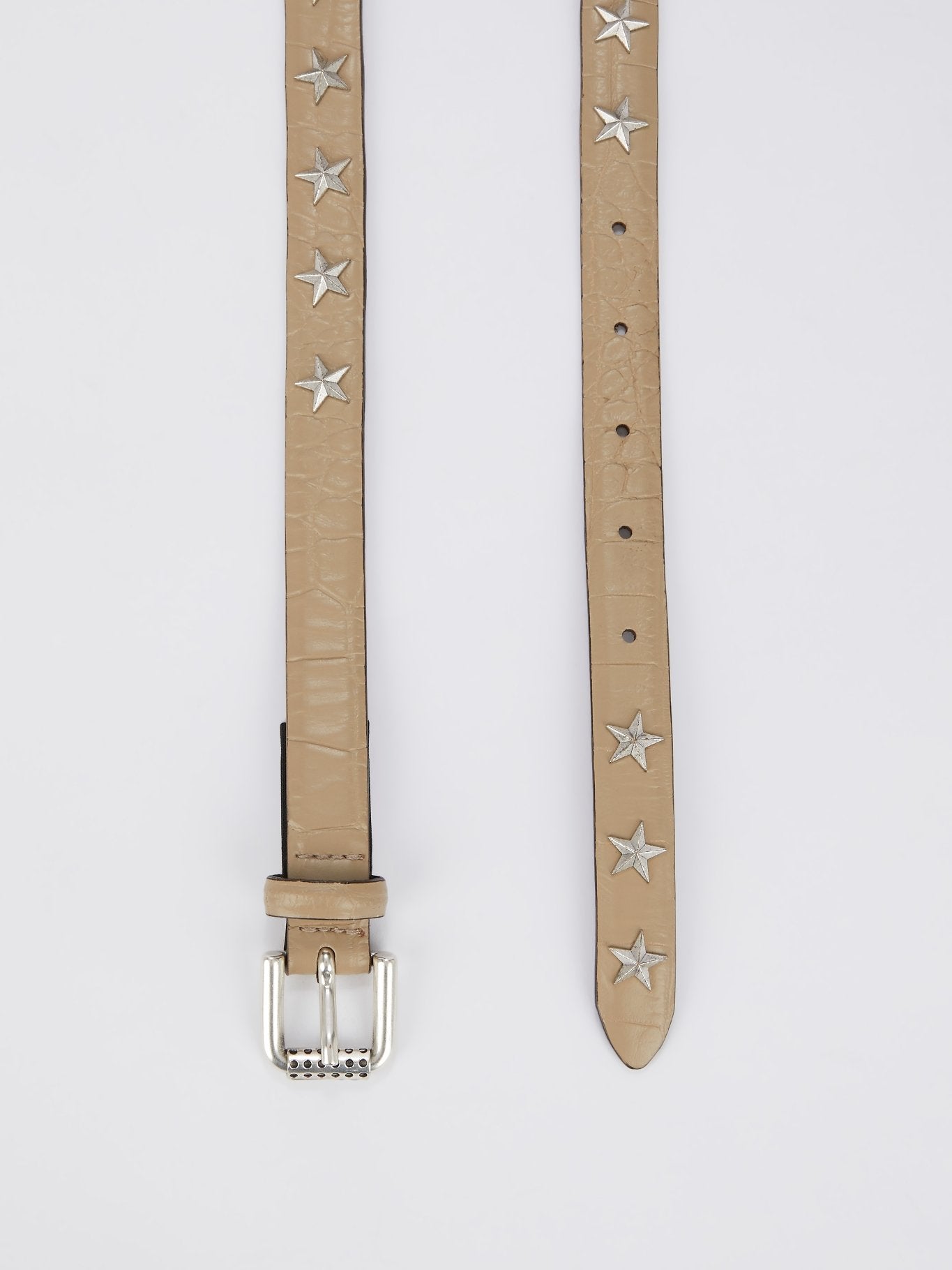 Star Embellished Crocodile Effect Belt