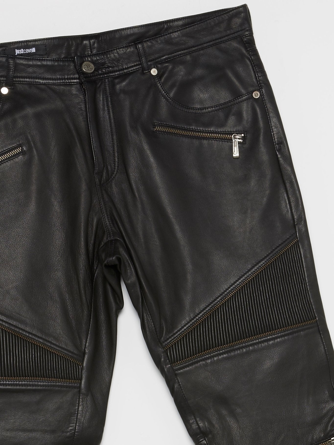 Black Leather Biker Trousers