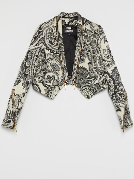 Grey Baroque Print Coat