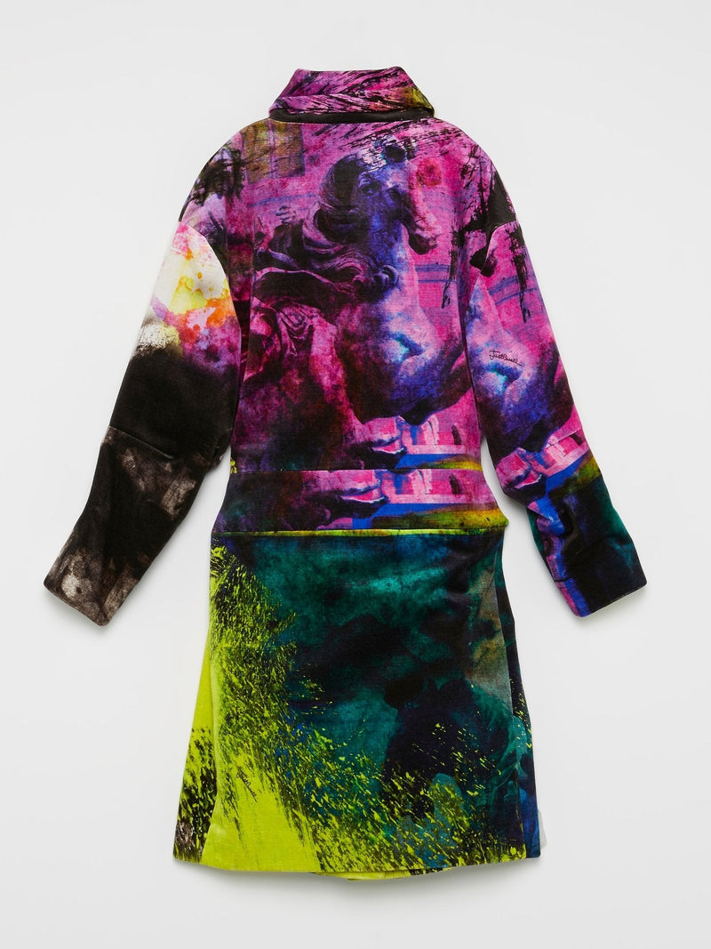 Multicolour Abstract Trench Coat