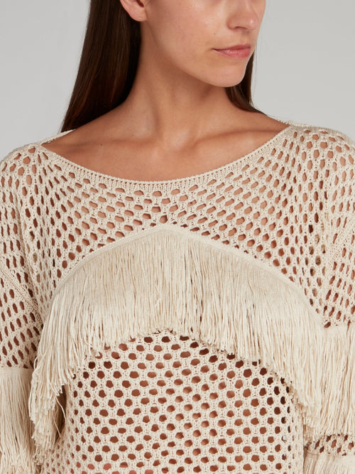 Carol Beige Tassel Sweater