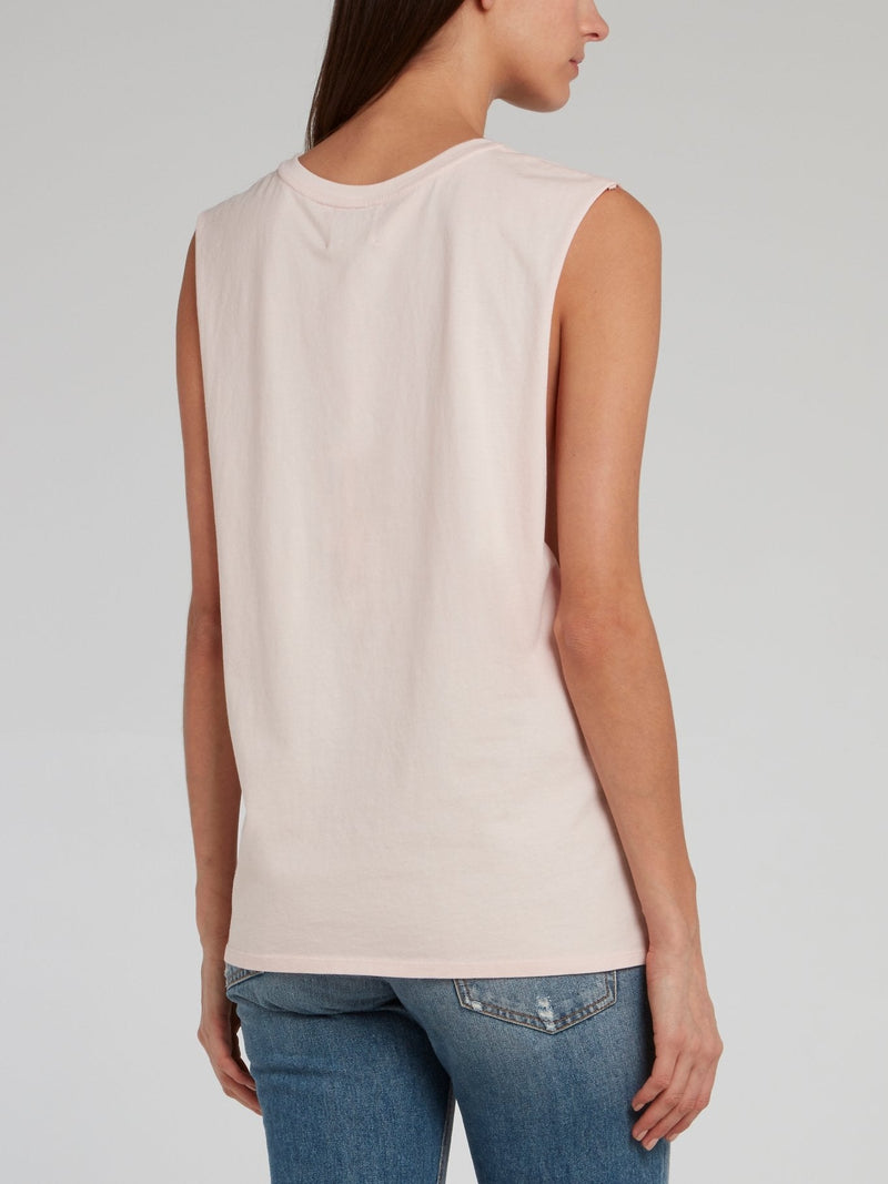 Chrissy Pink Cut-Off Sleeve Top