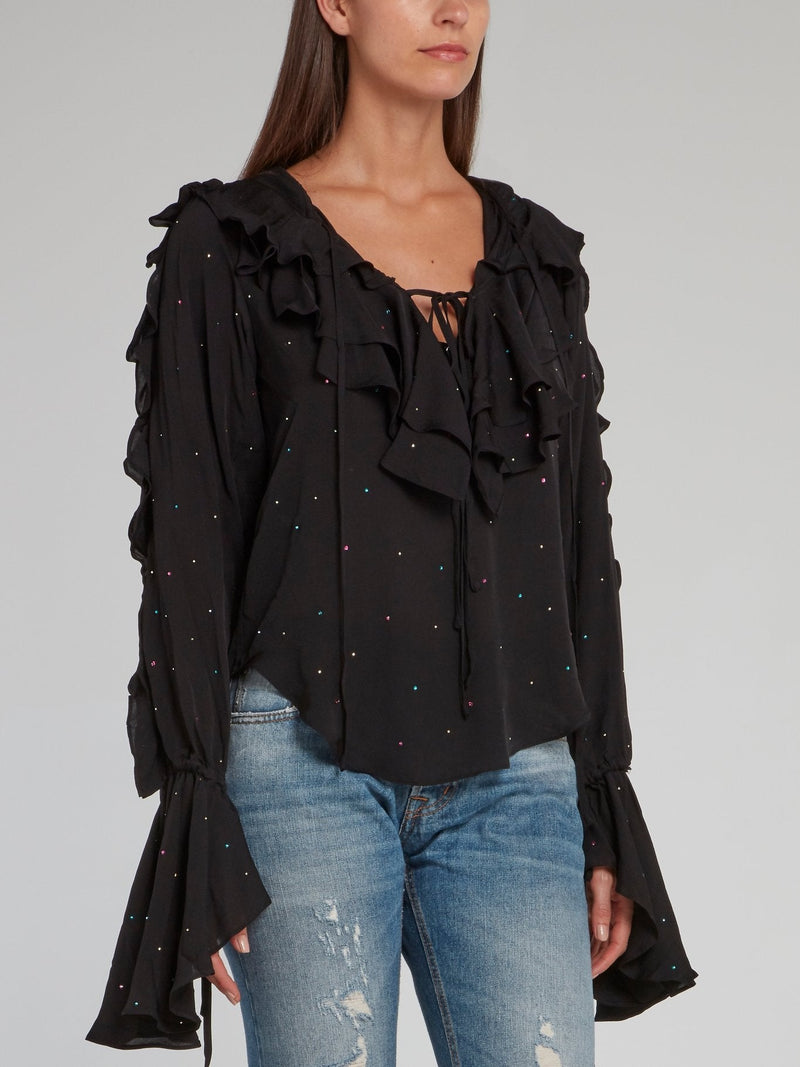 Sun Black Ruffle Top