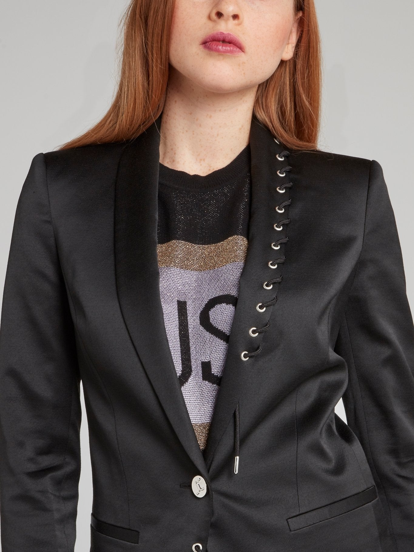 Black String Detail Viscose Jacket