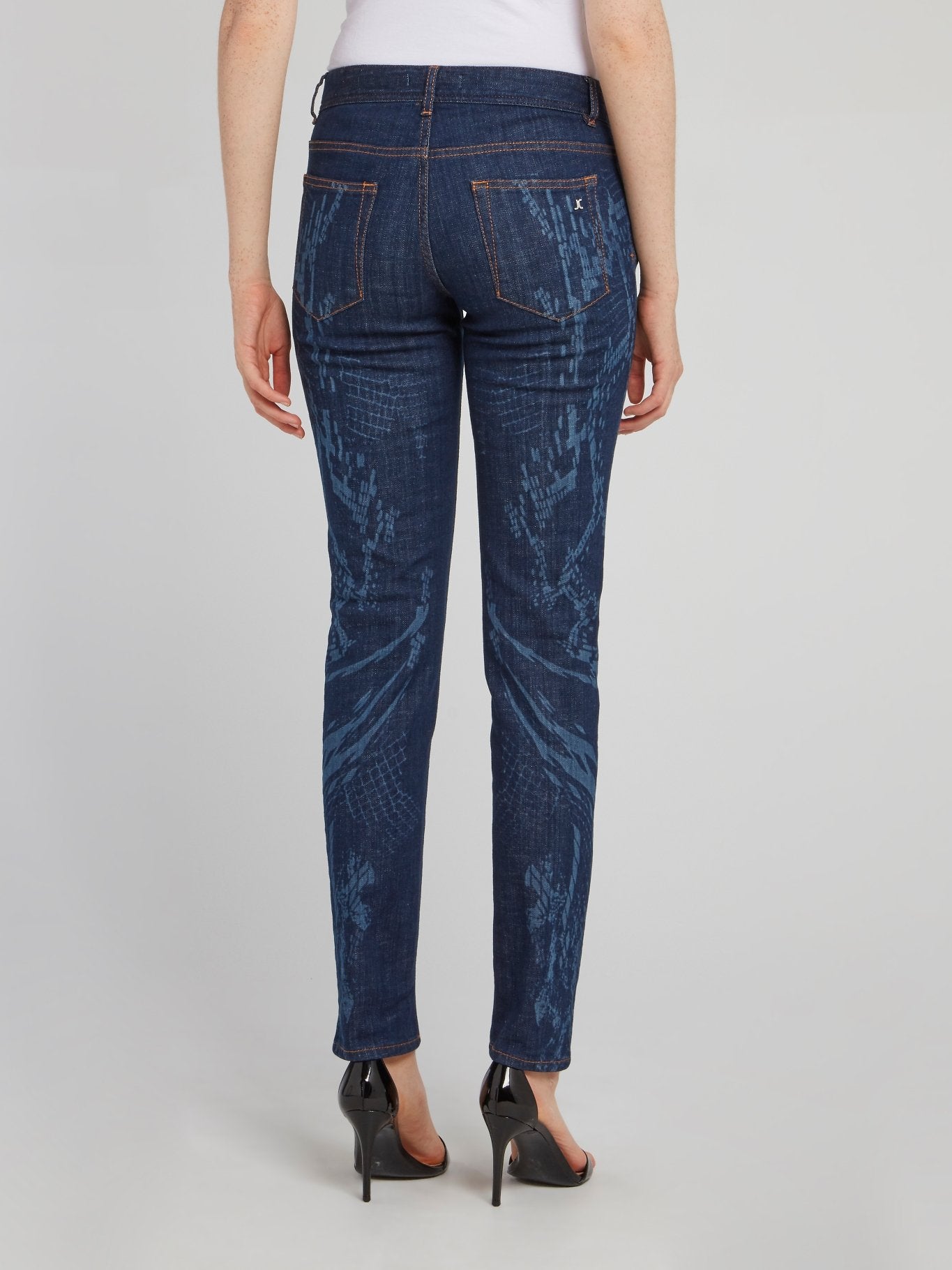 Navy Snake Effect Skinny Jeans