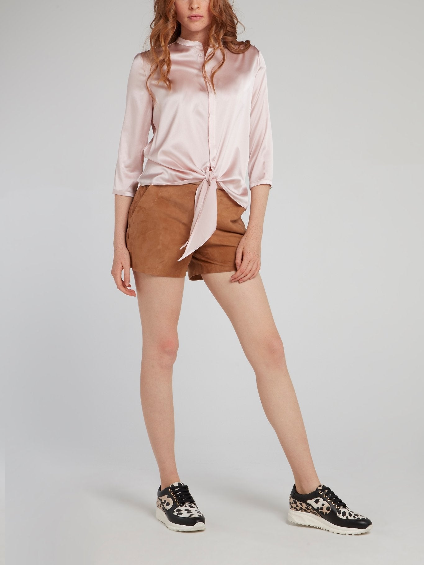 Brown Cut Suede Shorts