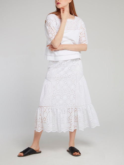 White Trumpet Midi Skirt