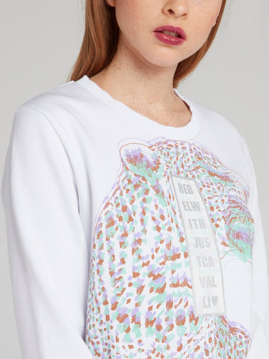 White Holographic Leopard Sweatshirt