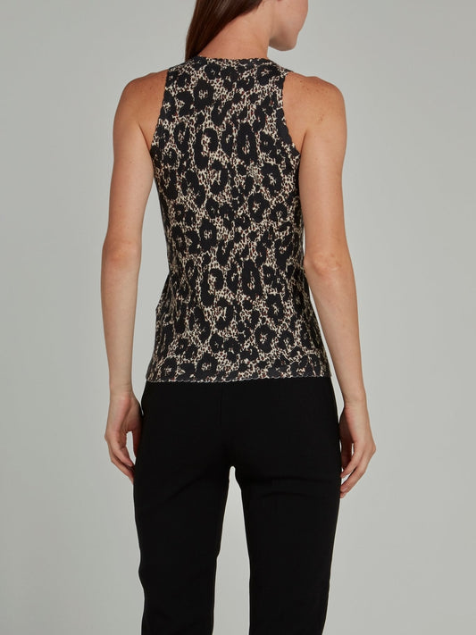 Leopard Print Knit Tank Top