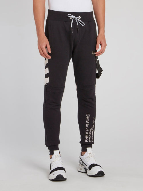 Black Strap Detail Jogging Trousers