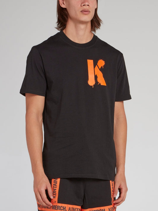 Black Stencil Print T-Shirt