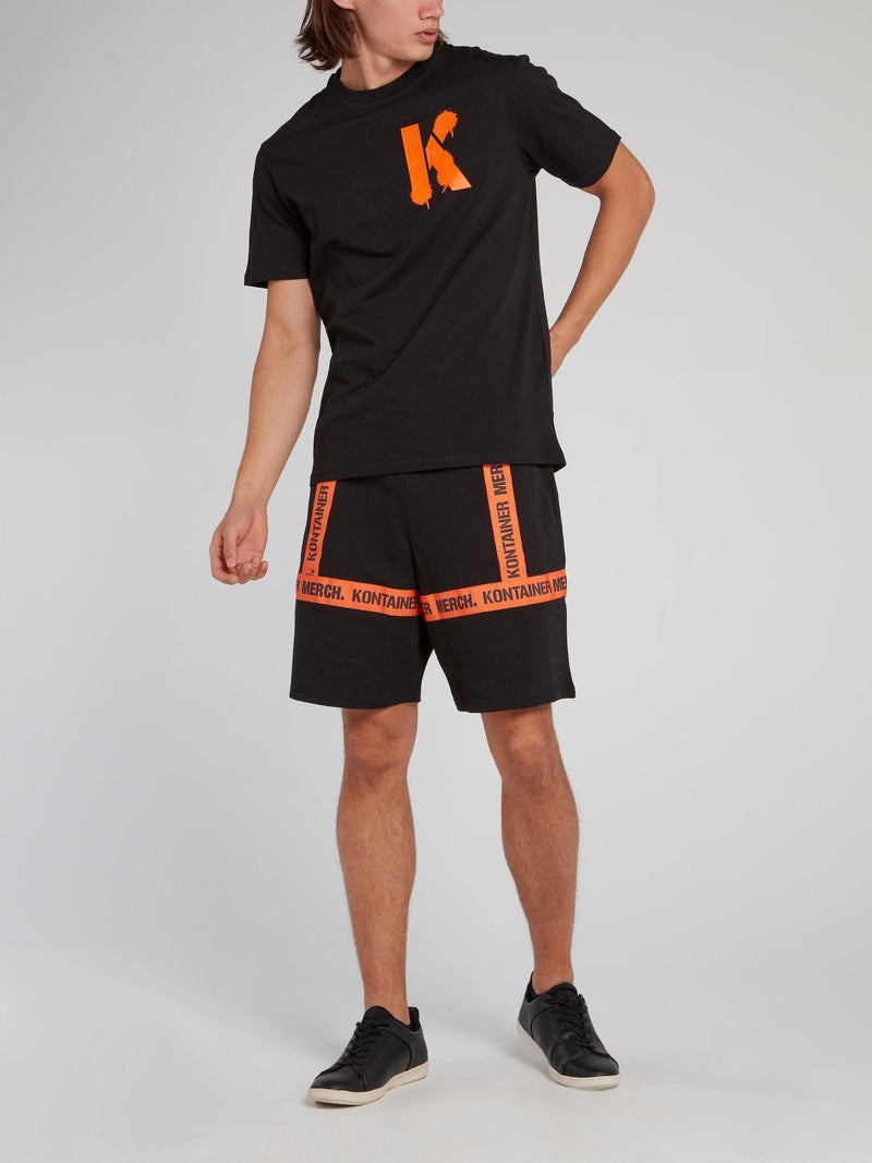 Black Stencil Print T-Shirt