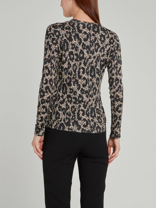 Leopard Print Knit Cardigan