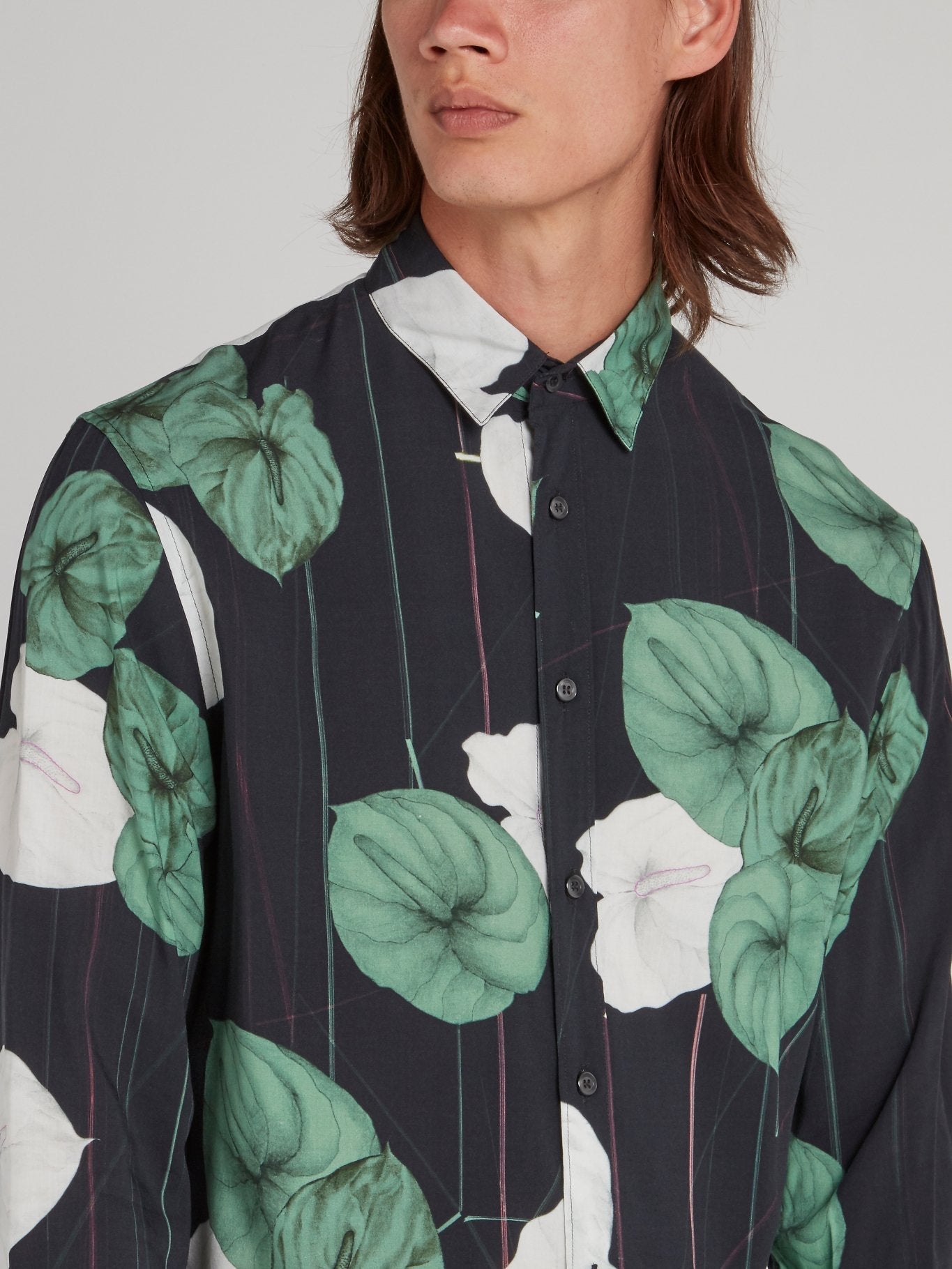 Floral Pinstripe Long Sleeve Shirt