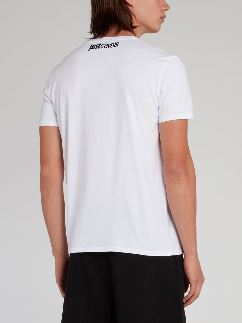 White Abstract Panel T-Shirt