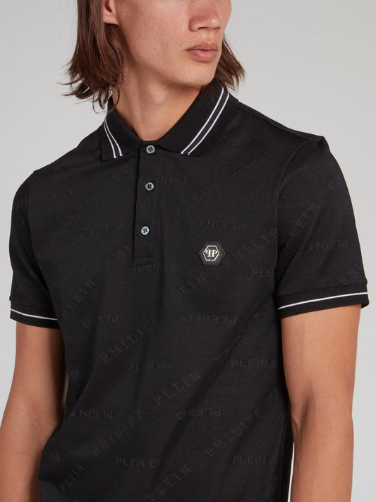 Black Rear Skull Print Polo Shirt