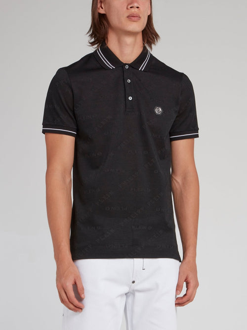 Black Rear Skull Print Polo Shirt