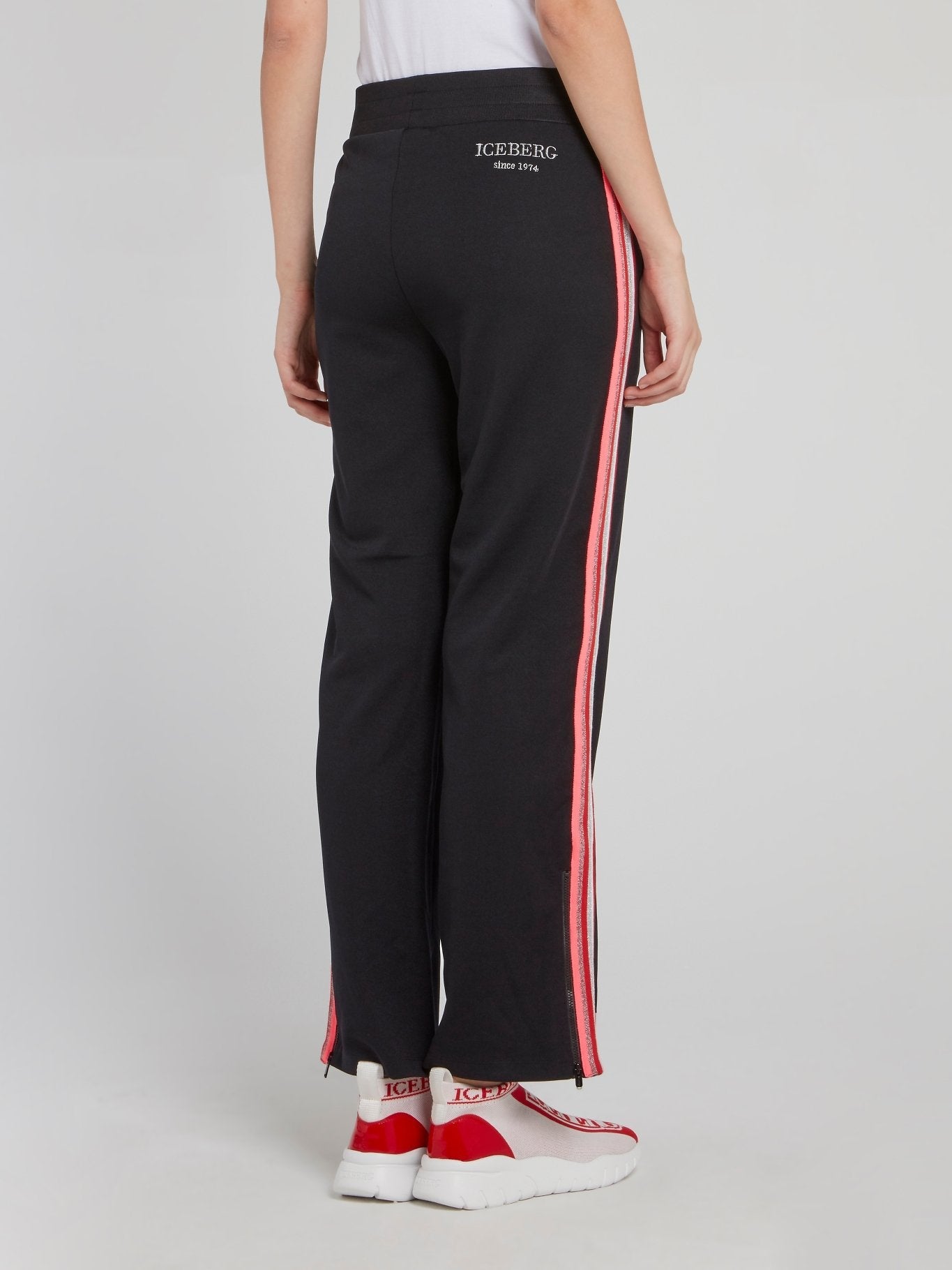 Black Side Stripe Flared Trousers