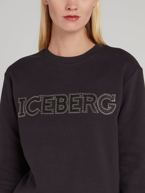 Black Studded Logo Sweatshirt