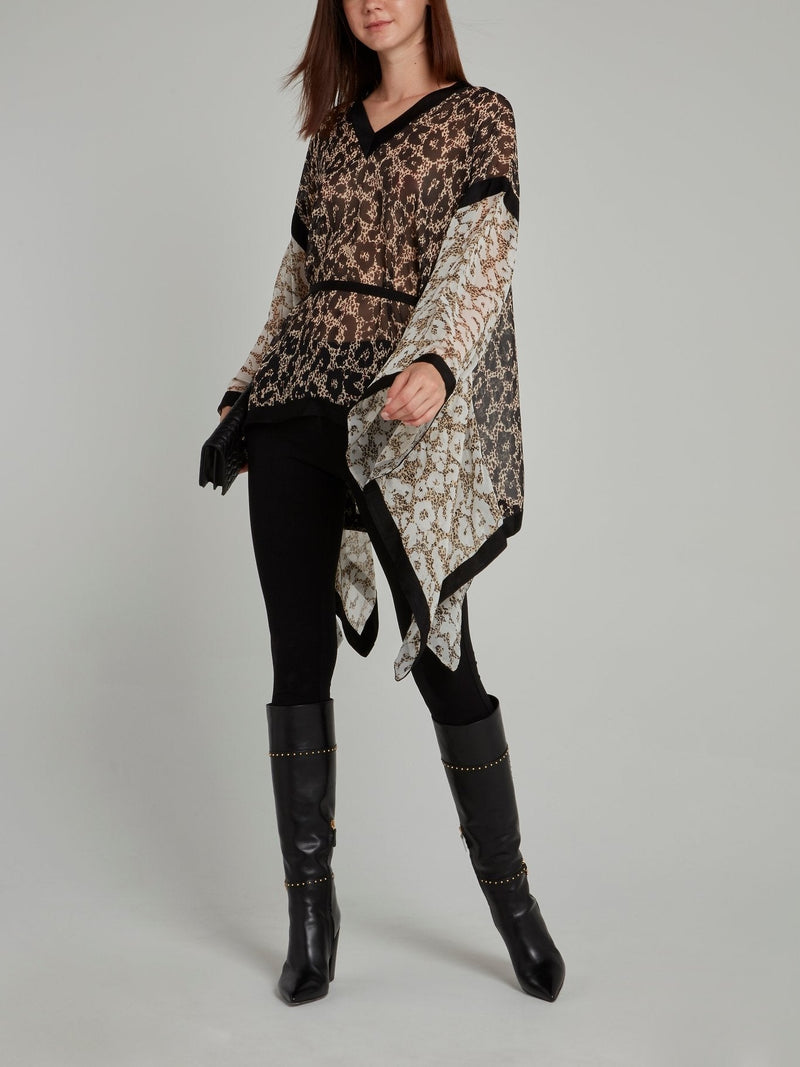 Leopard Print Flared Sleeve Kaftan