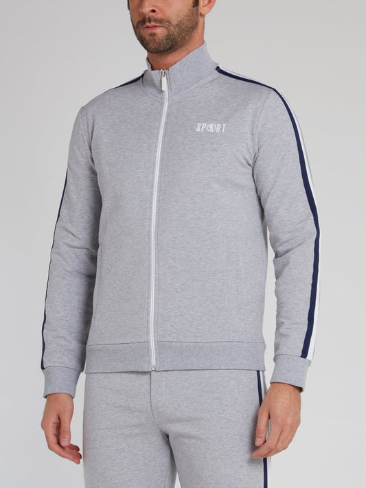 Grey Sport Logo Side Stripe Sweatshirt