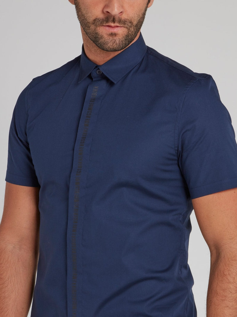 Navy Logo Lining Button Up Shirt