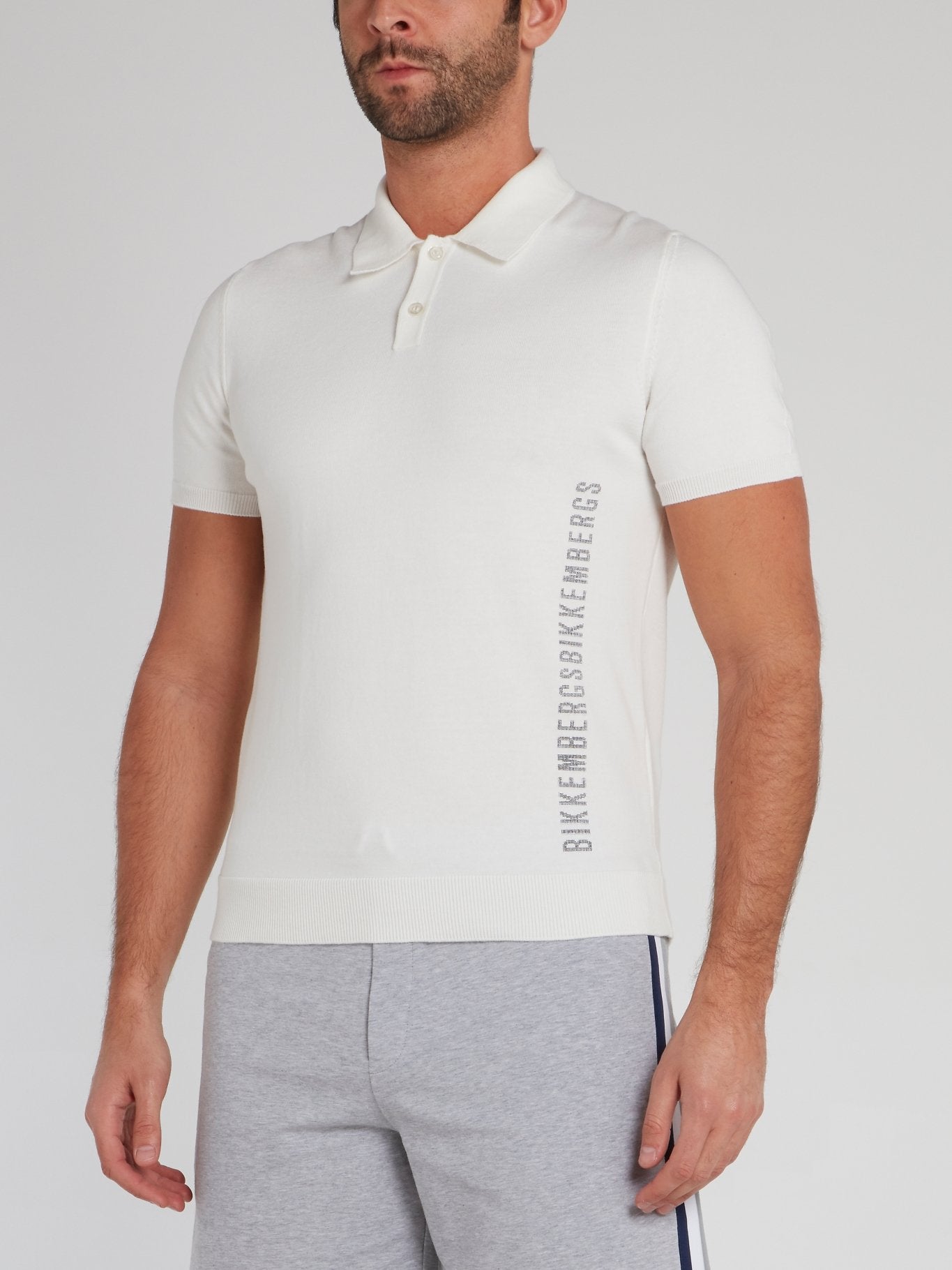 White Logo  Knitted Polo Shirt