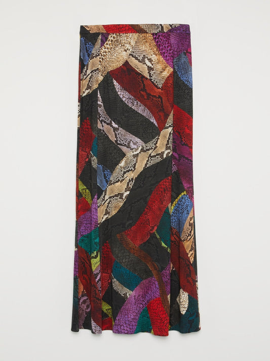 Multi Snake Print Maxi Skirt