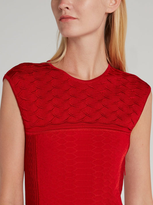 Red Crewneck Bodycon Dress