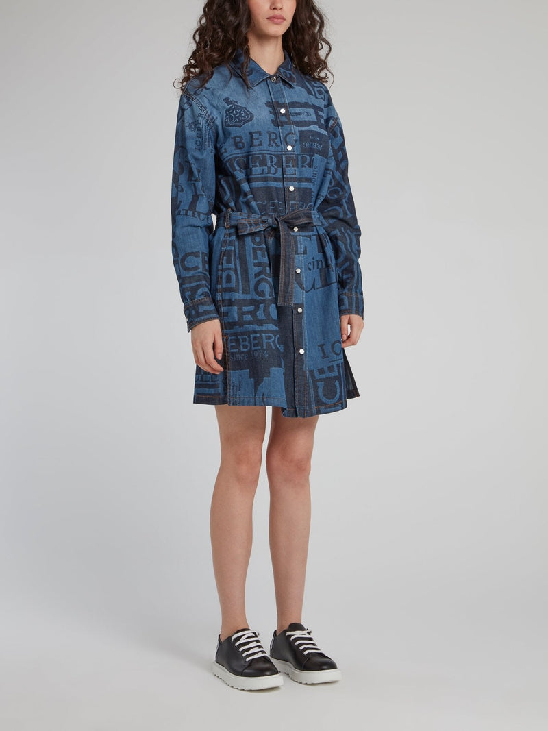 Logo Denim Shirt Dress