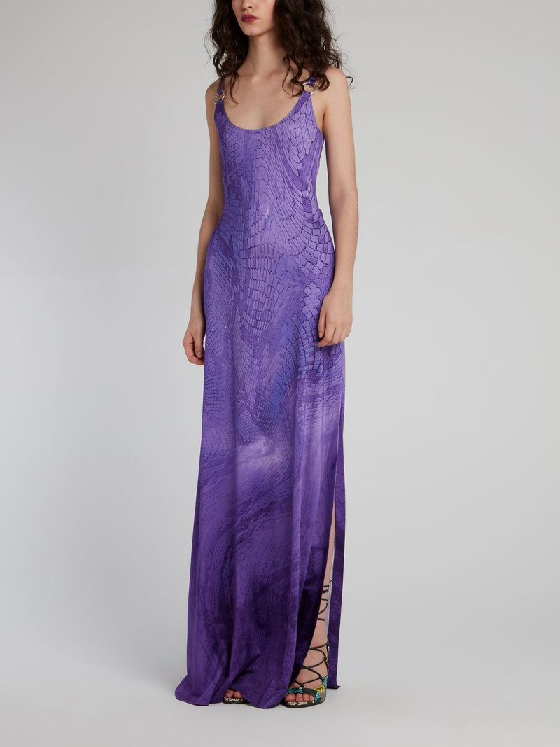 Purple Python Slit Maxi Dress