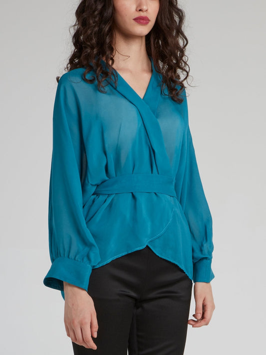 Blue Rear Tie Wrap Top