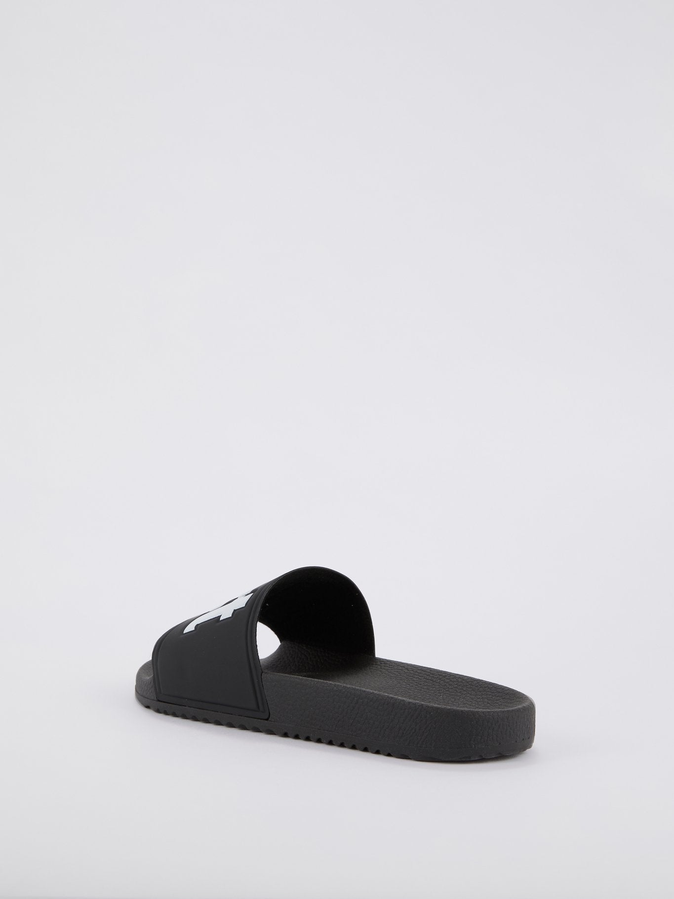 Black Logo Strap Top Slippers