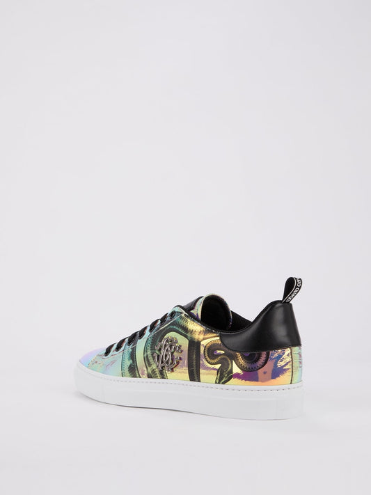 Snake Print Monogram Foil Sneakers