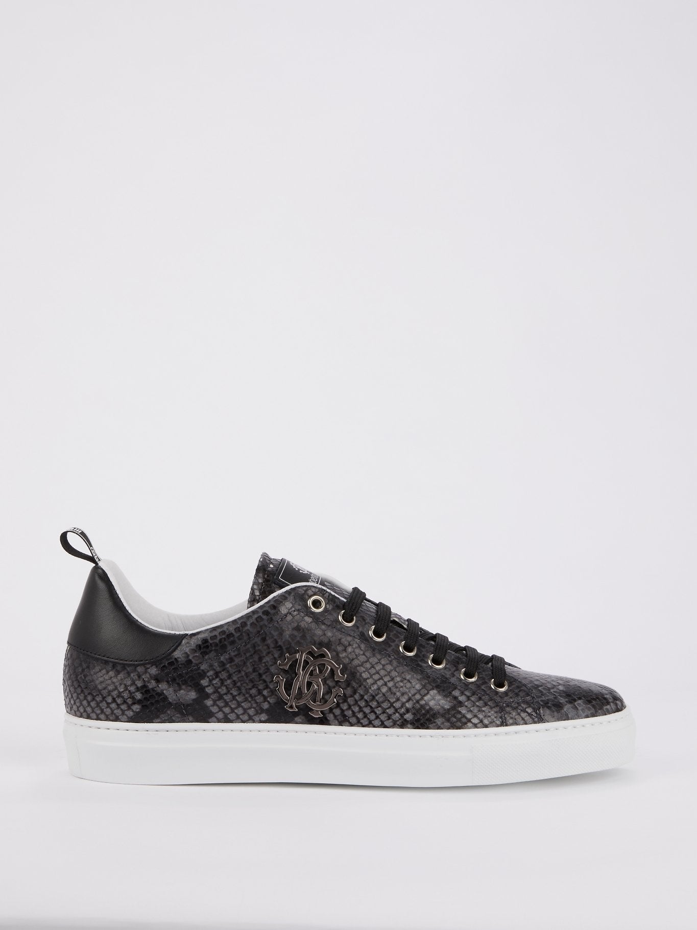 Grey Snake Print Leather Sneakers