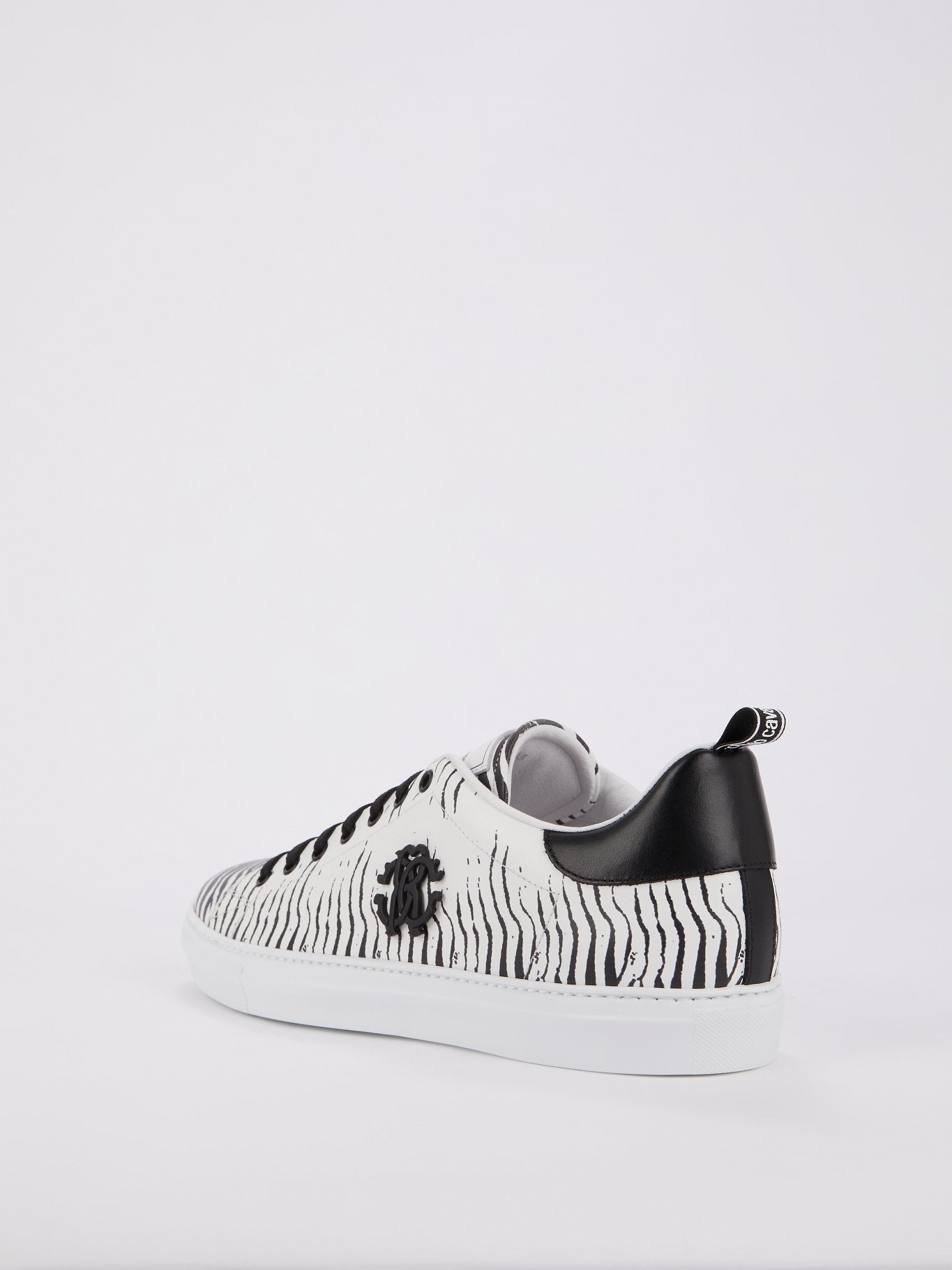 White Zebra Print Leather Sneakers