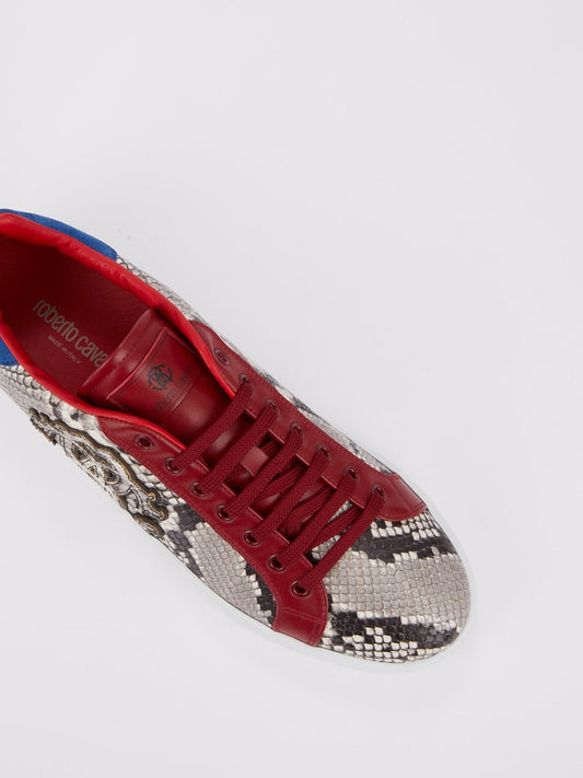 Colour Block Python Effect Sneakers